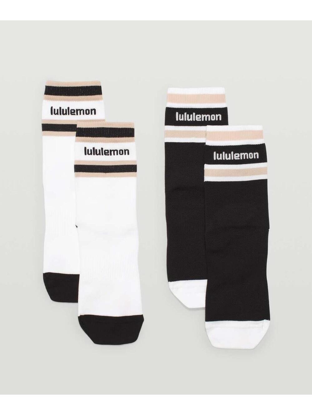 Lululemon Tale to Tell Mid Crew Sock M/L 2 Pack — Black / White / Cafe Au Lait - Picture 3 of 8